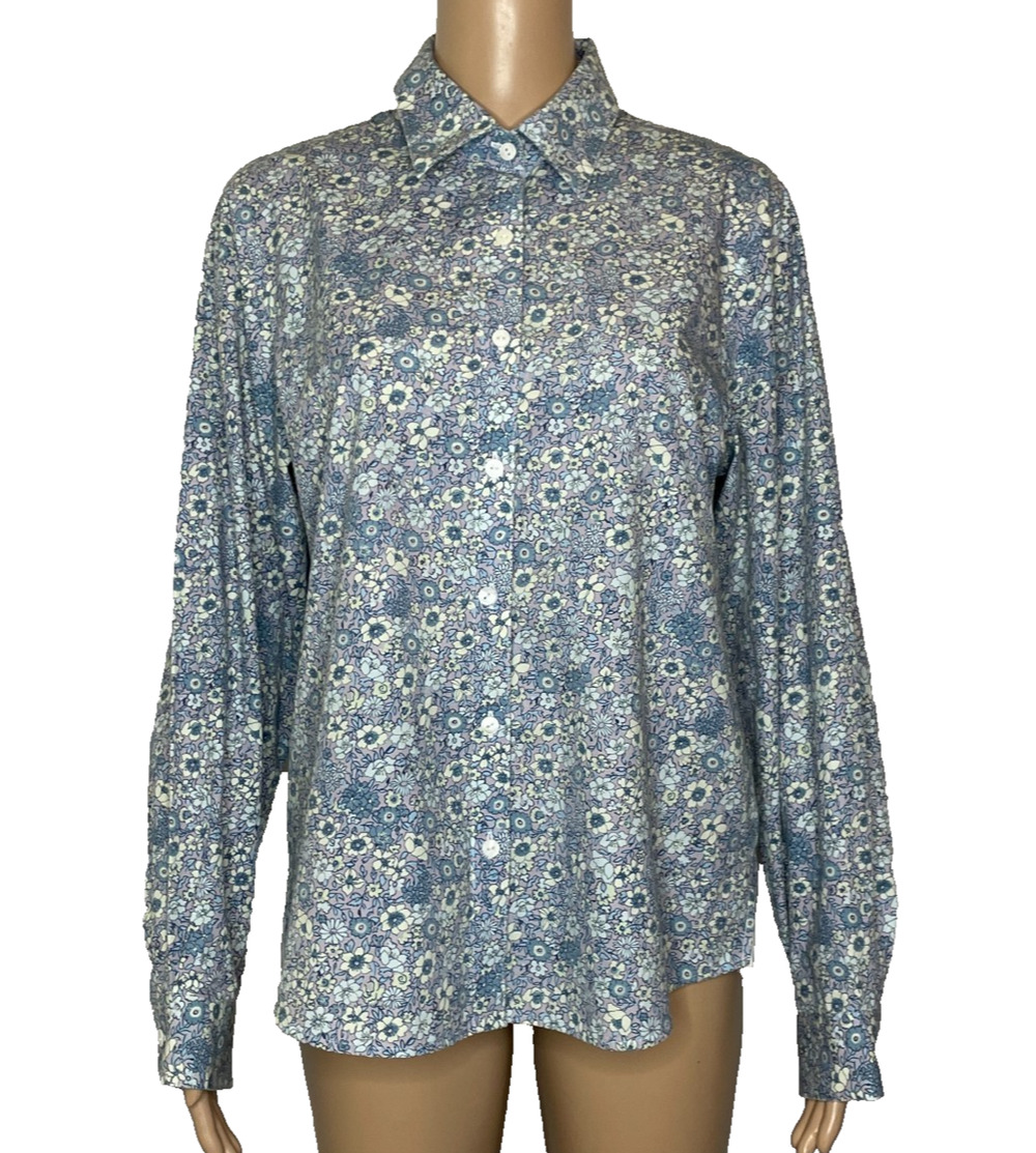 Women's 10 Orvis Purple Floral Cotton Blend Button Down Shirt